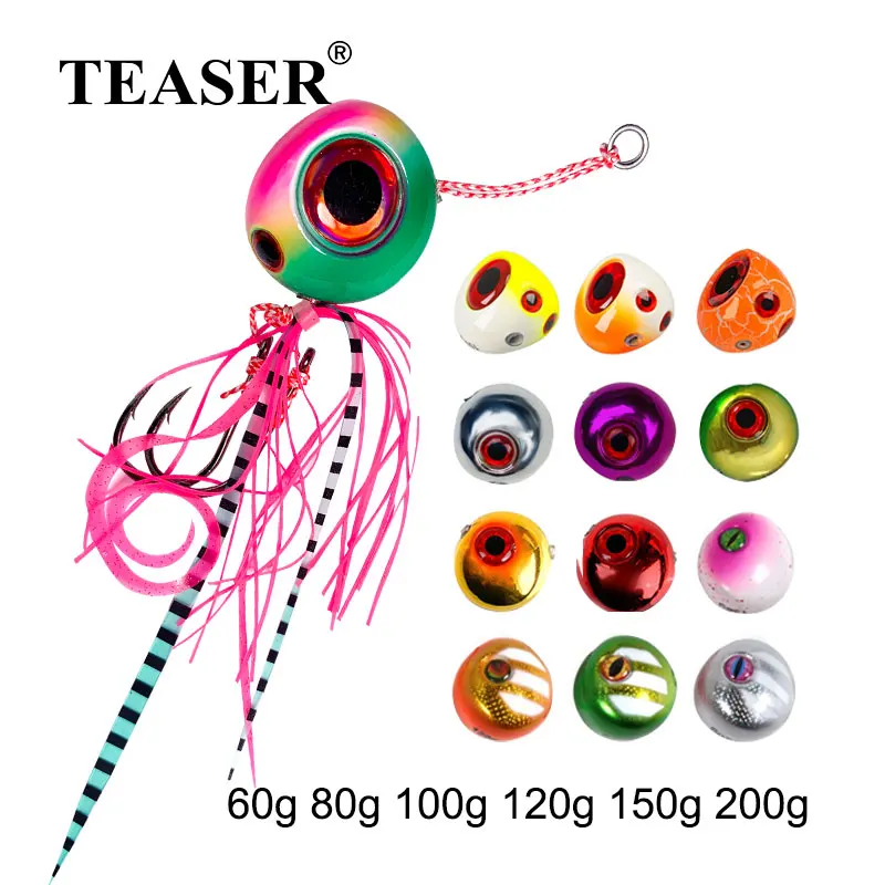 

TEASER J29 60g-200g Tai Rubber Jig Head Snapper Grouper Sea Winter Fishing Artificial Bait Swimbait Saltwater Metal Inchiku Jigs