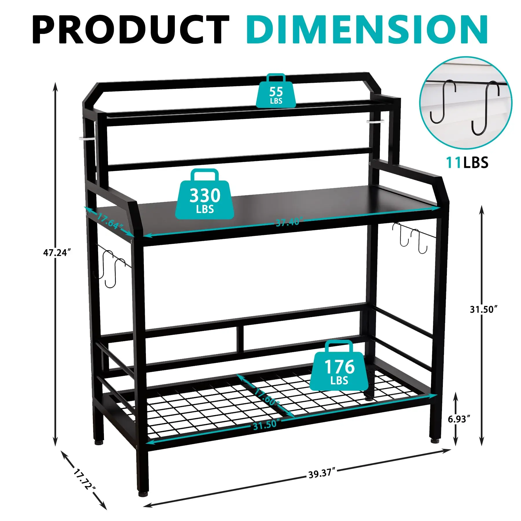 Outdoor Metal Potting Bench Table with Storage,3-Tier Heavy Duty Garden Workbench,All-Weather Gardening Table with 4