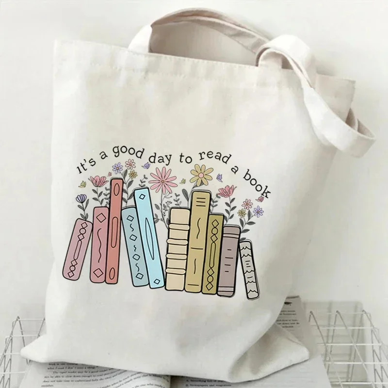 "أنا مع المحظور" مضحك حقيبة تسوق من القماش المرأة زهرة برية والكتب حقيبة تسوق خمر المعلم قابلة لإعادة الاستخدام حقيبة كتف الإناث