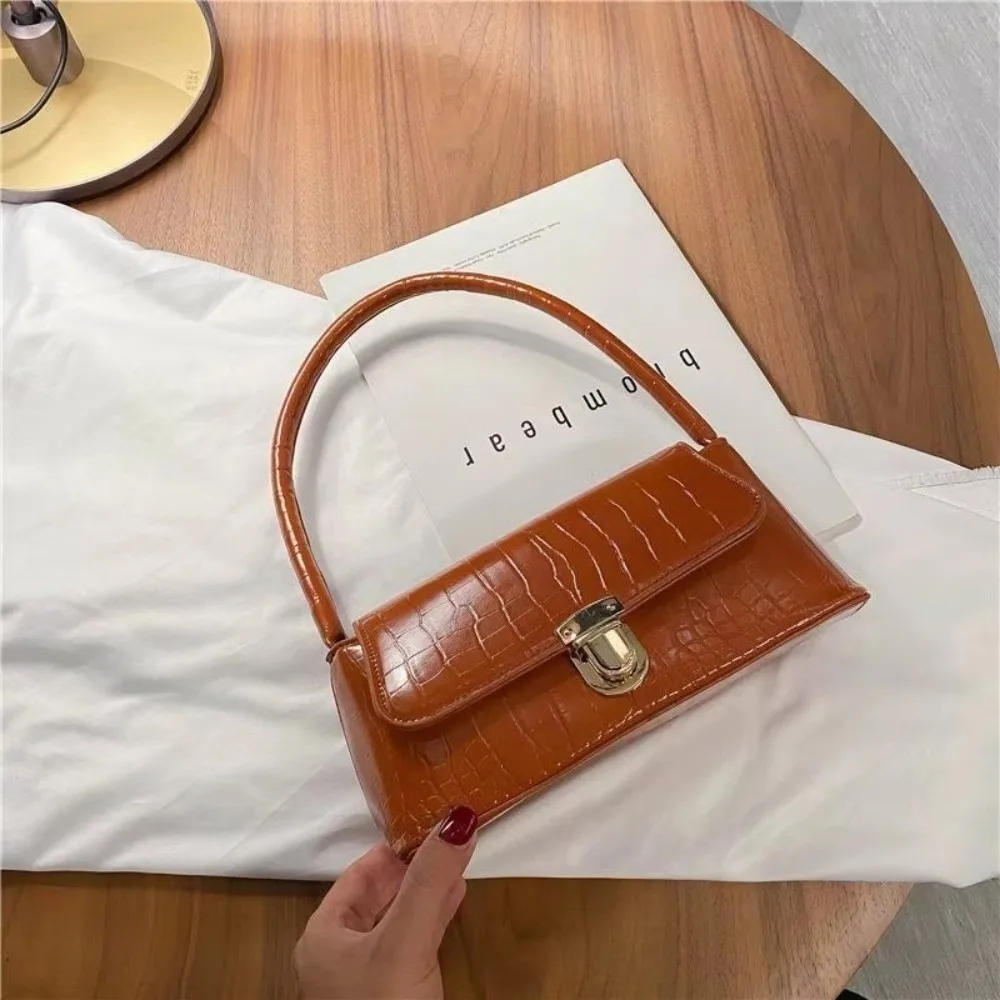 

Trendy Solid Color Women's Underarm Shoulder Bag Luxury Design Stone Patterned Ladies Handbag Purse Versatile Crossbody Bags