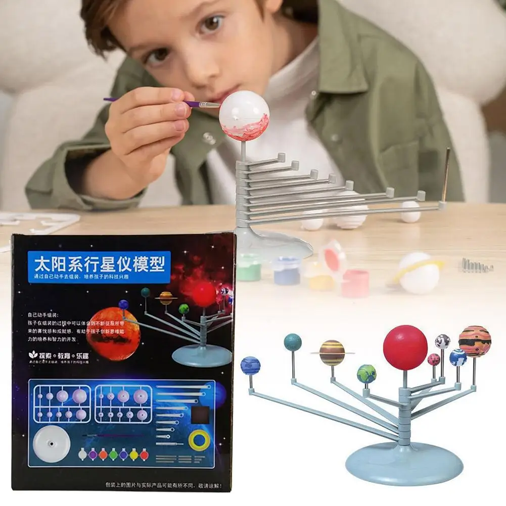 Kit de Modelo de Planetario del Sistema Solar que Brilla en la Oscuridad, Ensamblaje DIY, 8-9 Planetas, Proyecto de Ciencia, Juguete Educativo STEM