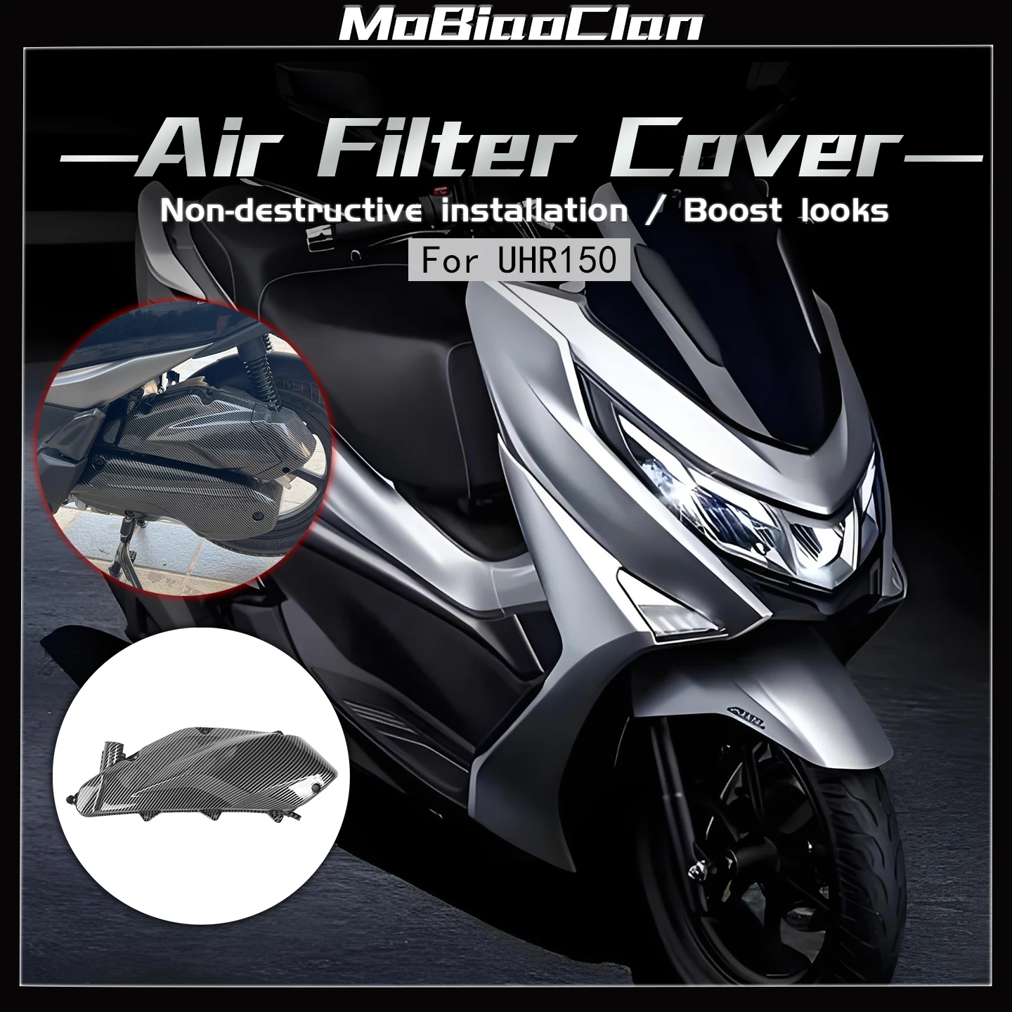 

For HAOJUE UHR150 UHR 150 Uhr150 Carbon Fiber Abs Air Filter Cover Element Replacement Housing Cover for uhr150 HJ150T-28