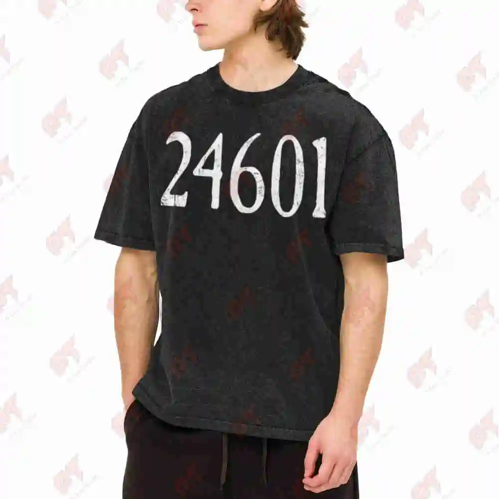 Les Miserables 24601 Jean Valjean Vintage Washed Tee Pure Cotton T-Shirt