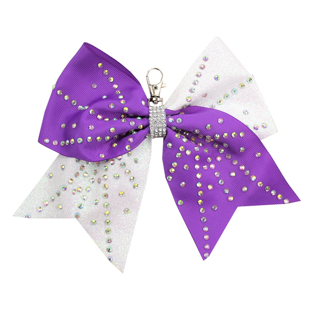 10pcs/lot 8 Inche Glitter Rhinestone Keyring Cheerleading Accessory Sport Cheer Bow Keychain for Girls Women Backpack Bag Charms