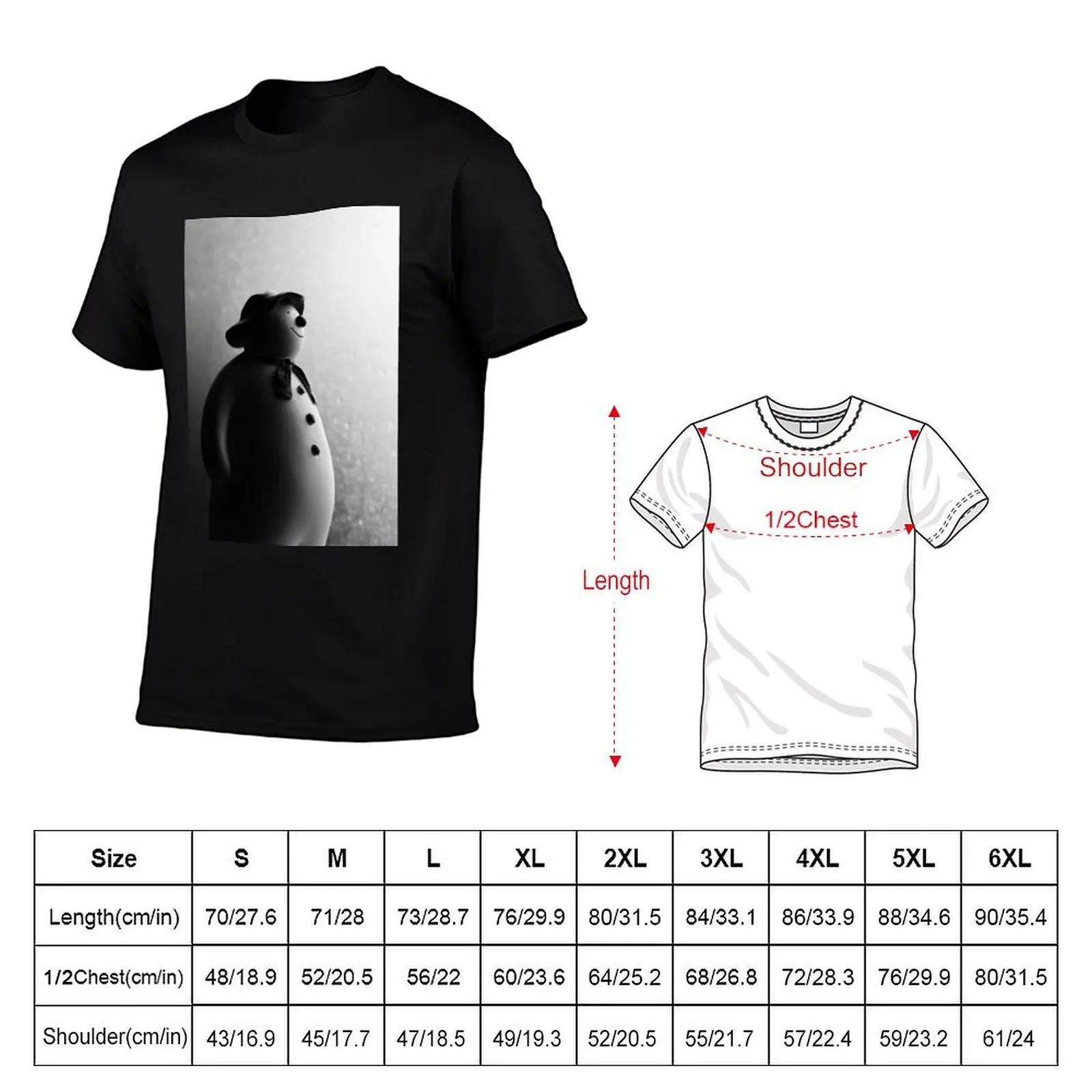 Black & White Christmas Photograph The Snowman Raymond Briggs T-Shirt