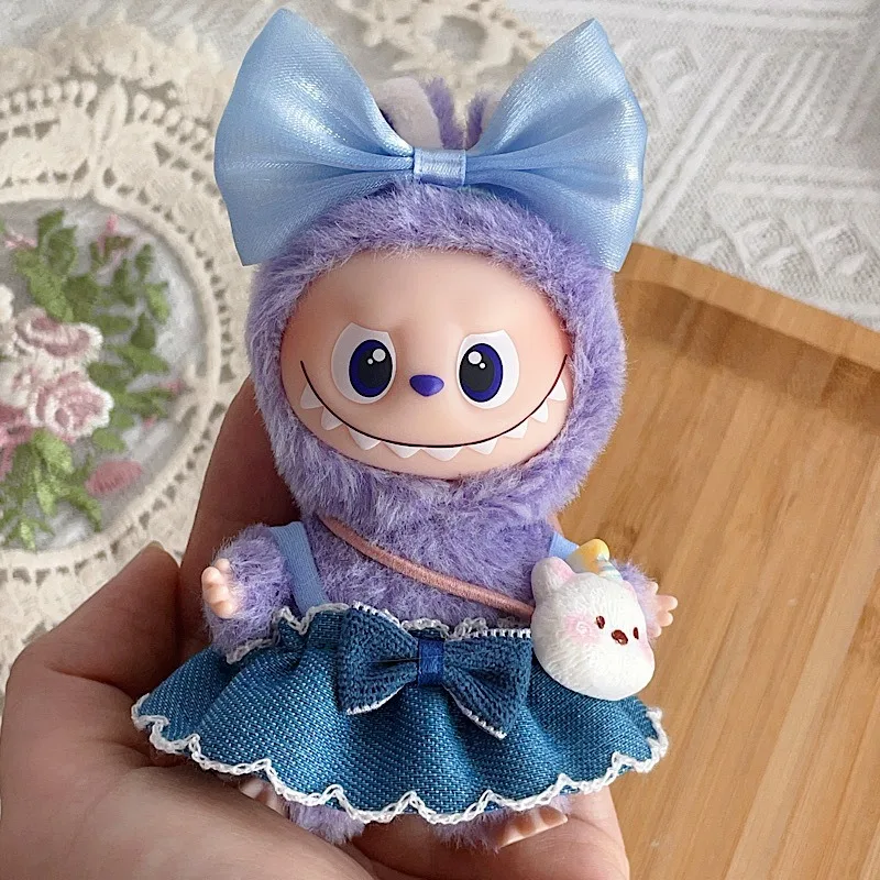 Gonna di garza tinta unita per Labubu4.0 The Monsters Pin For Love Series Mini vestiti per bambole Fashion Design per 10 cm Ropa Labubu