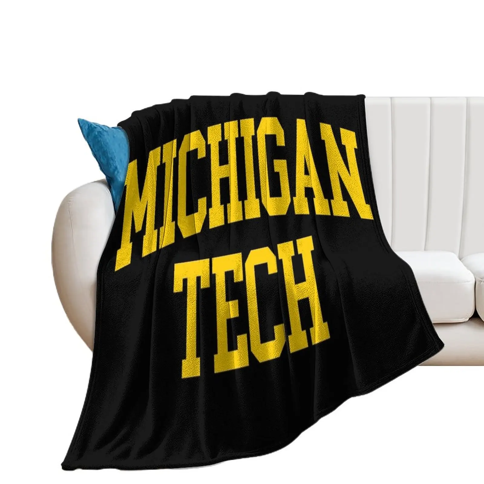 

michigan tech - college font curved Throw Blanket Bed Fashionable Blankets For Sofas Soft Beds Blankets