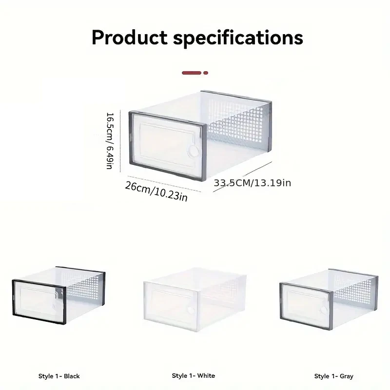 1/5/12 pcs Clear Plastic Large Shoe Box Stackable, Closed, Holds Cosmetics and Toys (Contains Size 42 Shoes)