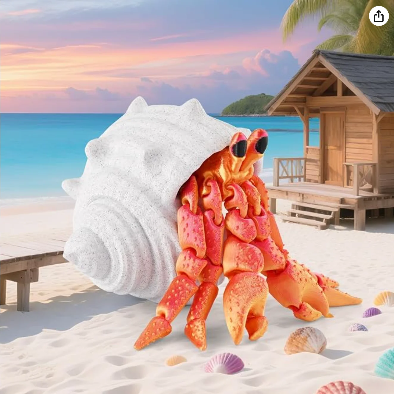 3D printed toys, articulated crab figurine toys, animal coast decorations, wild animal collection crab toys, tactile fingertips