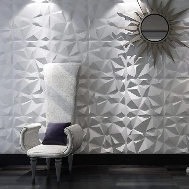 Matte White Wallpaper Mural Decorative 3D Wall Panel Diamond Design Tile-Wall Panel-Mold 3D Wall Sticker