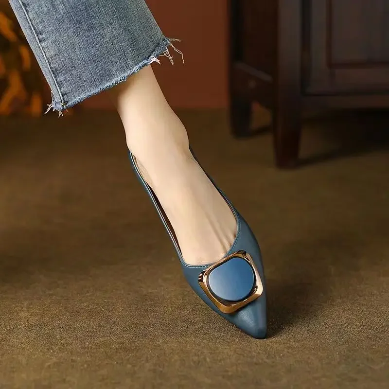 

Женская обувь Кожаные повседневные женские туфли-лодочки с острым носком Beau Today Элегантное платье Chic Point Высокое качество Y2k со скидкой Мода