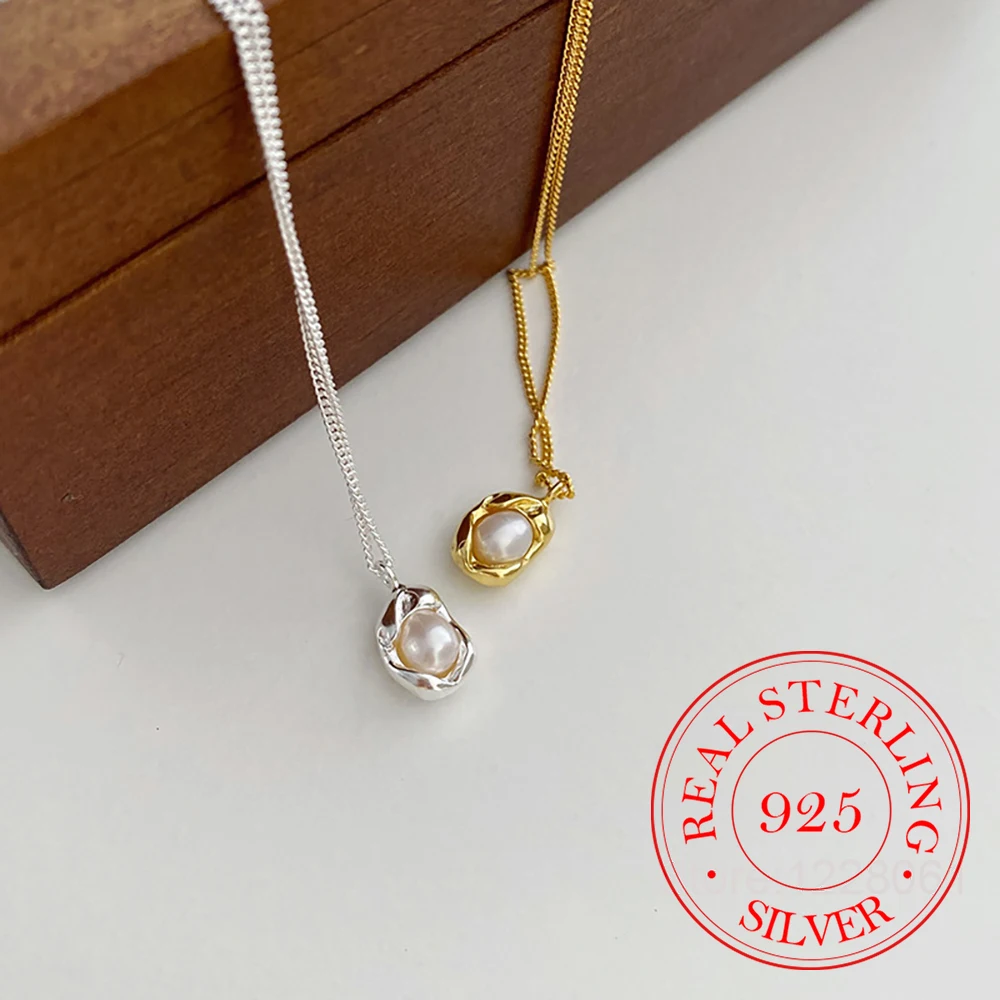 

925 Sterling Silver Peas Pearl Clavicle Chain Necklace Pendant For Women Wedding Party Jewelry Gift Collar New in Necklace