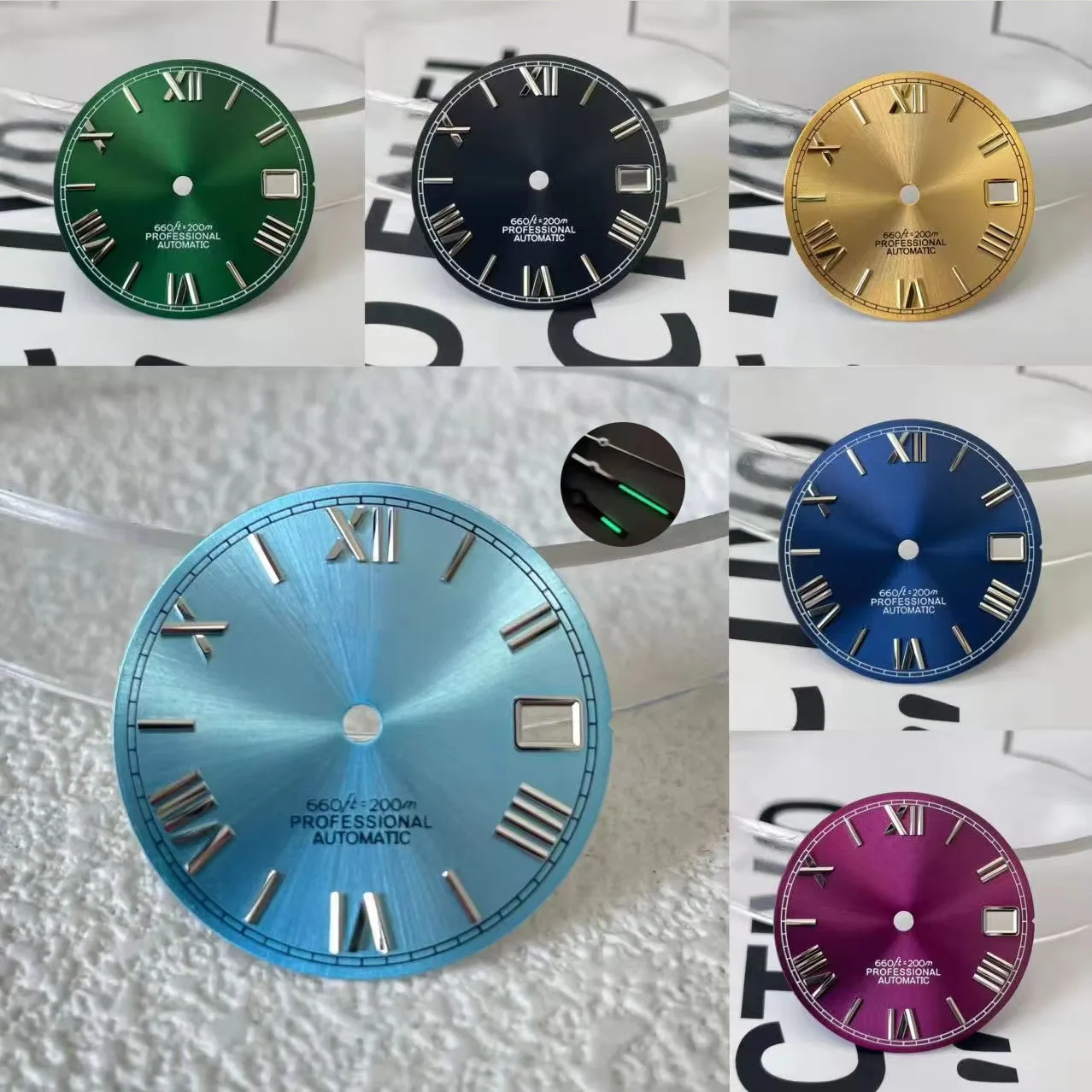 

Хит продаж, 28,5 мм, римские цифры, зеленый, синий, циферблат с логотипом, без светящегося, подходит, зеленый циферблат, nh35, nh36, механизм s, аксессуары для часов