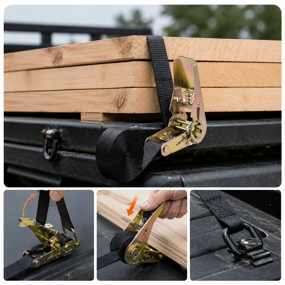Durable 300/500CM Cargo Strap Ratchet Adjustable Non-Slip Heavy Duty Cargo Straps Luggage Strap Lashing Belts