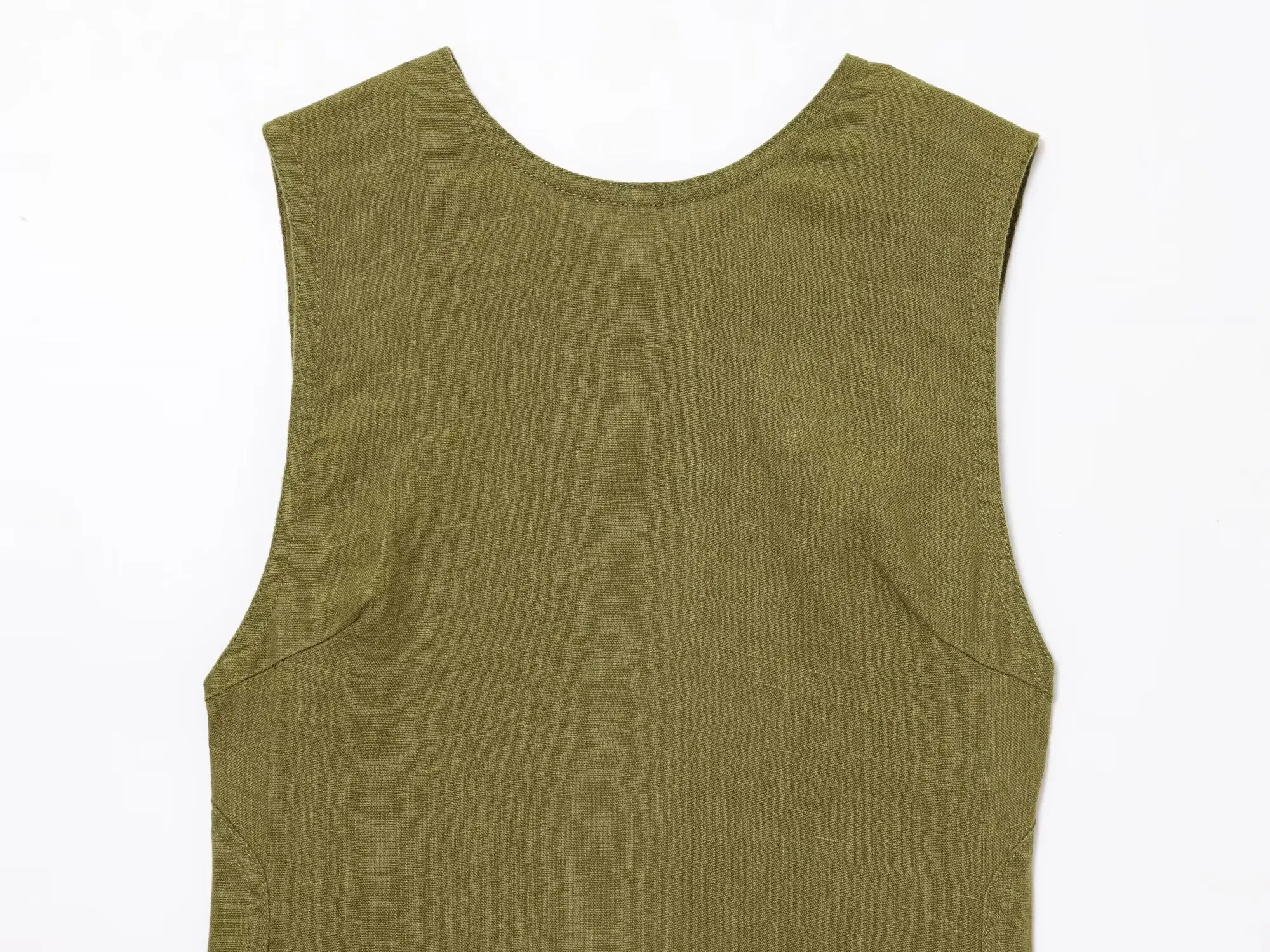 KONDALA Chic solide 2025 vert Vintage femme lin robe fermeture éclair longue vacances robe sans manches été évider Mujer robes