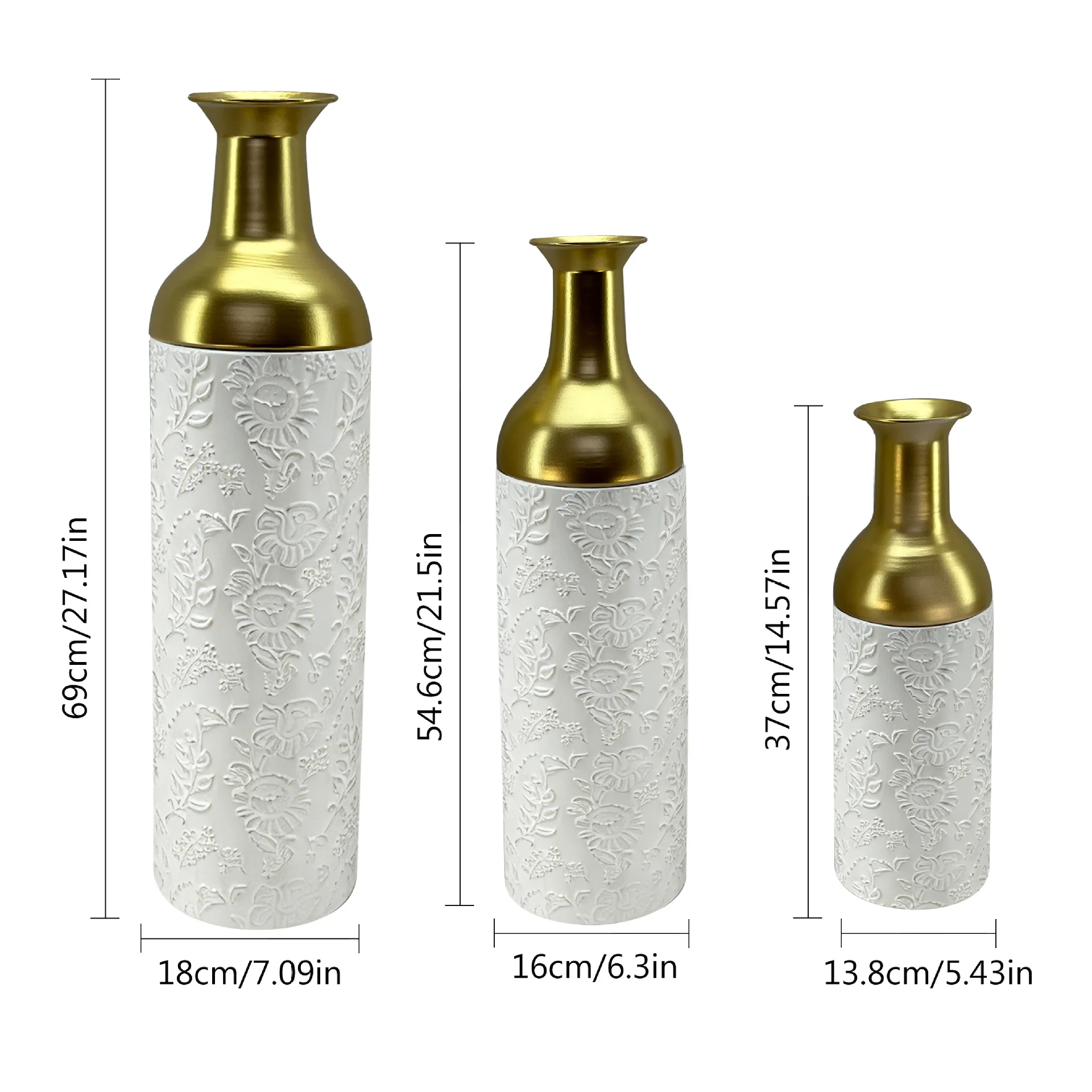 European retro resin vase ornaments, black gold relief living room decorations, model flower utensils home furnishings
