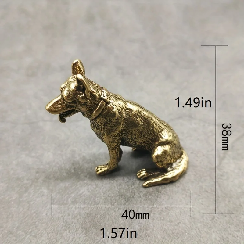 Vintage Copper Lucky Dog Miniatures Figurines Desktop Small
