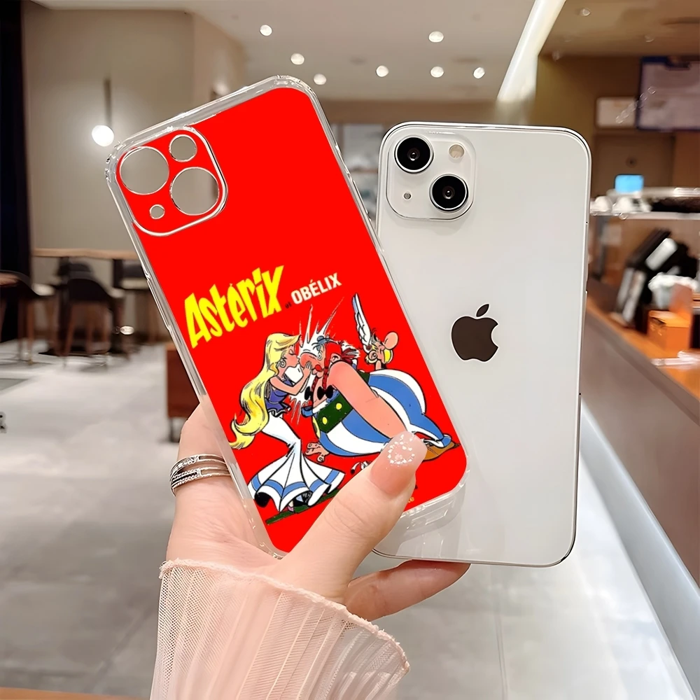 Anime A-Asterix Phone Case For Iphone 15 Pro Max 14 16 Plus 11 12 Mini 13 Pro 7 8 X XR XS SE Transparent Back Cover