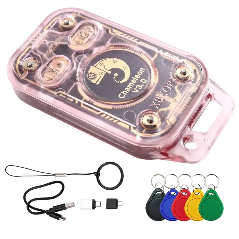 

B63B-Chameleon V3.0 RFID Smart Chip Reader+ 5XUID Keychain Smart Card Emulator Reader Writer ID IC 125K 13.56M Tag Copyer Co