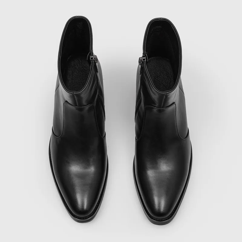 

New Men Pointed High-heeled Chelsea Boots Simple Generous Non Slip Height Increasing High-end Fashionable Business Casual Boots