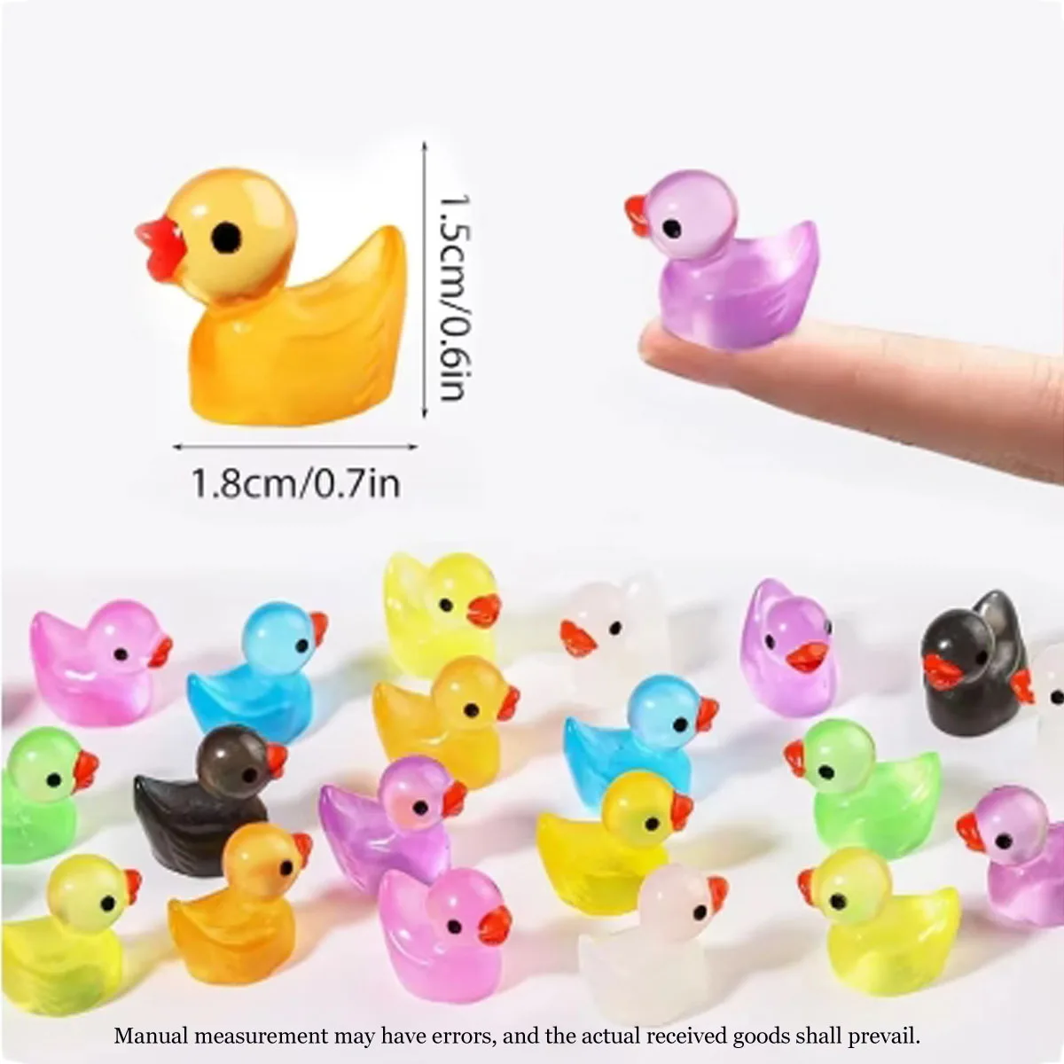 100/50Pcs Yellow Ducks Luminous Duck Ornament Miniature Figures Tiny Duck Micro Fairy Garden Landscape Fairy Garden Home Decor