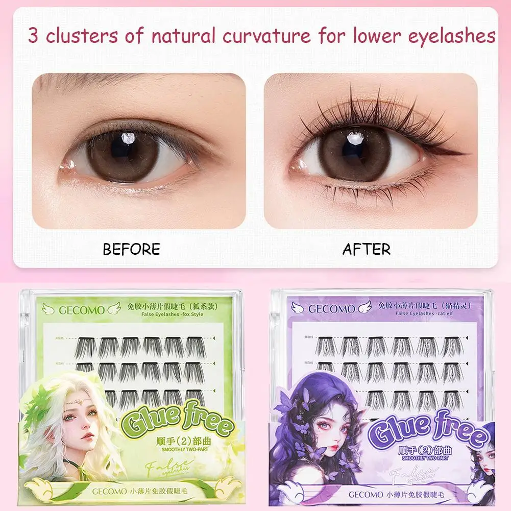Glue-free False Eyelashes Nature Single Cluster Segmented Fake Up Upper Lower Extension Curl Lashes Dense Makeup Type Eye D S9H1