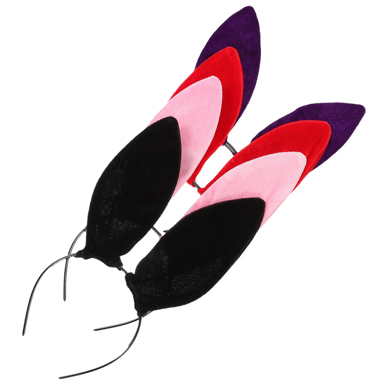 

4Pcs Rabbit Ear Headband Black Cloth Material Women One Size Fits Most Party Fashion Show Cosplay Hair Band Accessory
