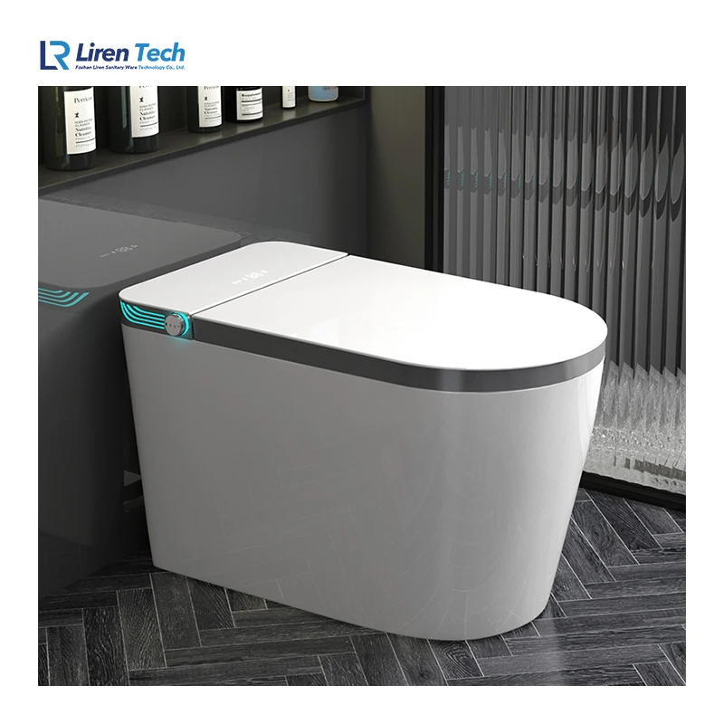 

Роскошный полностью автоматический умный унитаз с функцией смыва, белый, моноблочный, напольный, с подогревом сиденья, биде, пультом ДУ, расширенными функциями