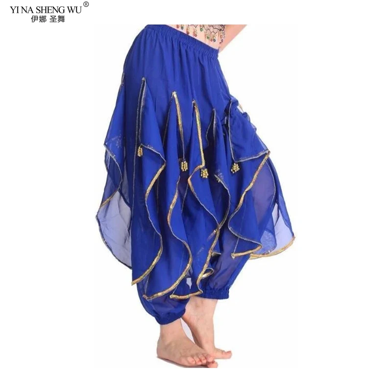 Pantalones de rendimiento de danza del vientre para mujer adulta, bombachos de gasa, ropa de práctica de baile indio, pantalones giratorios de 11 colores, nuevo