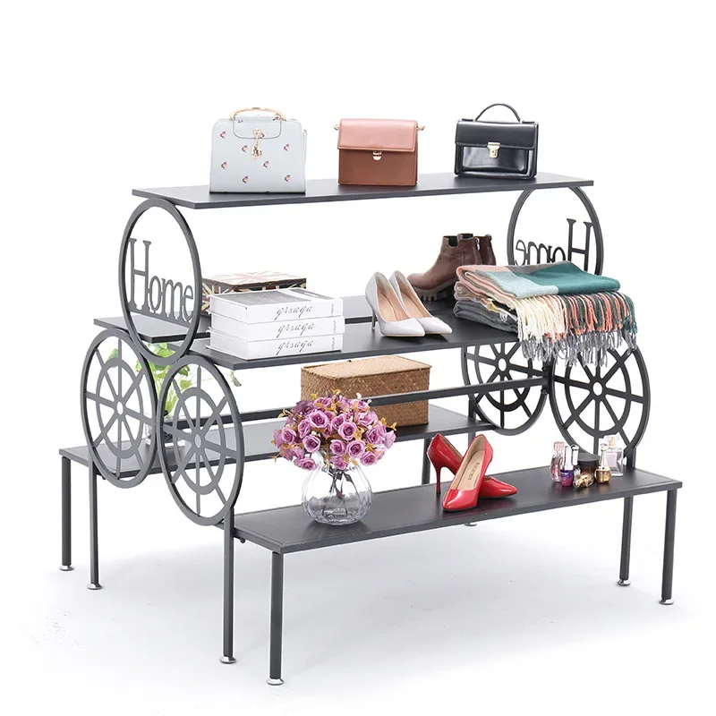 Golden display rack, water table trapezoidal floor-to-ceiling Nakajima shelf, clothing store display case