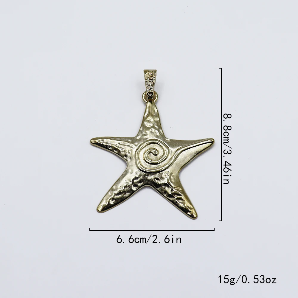 1PCS 66*81mm Picture Color Big Starfish Charms Marine Organism Pendant Metal Alloy DIY Necklace Bracelet Earrings Marking