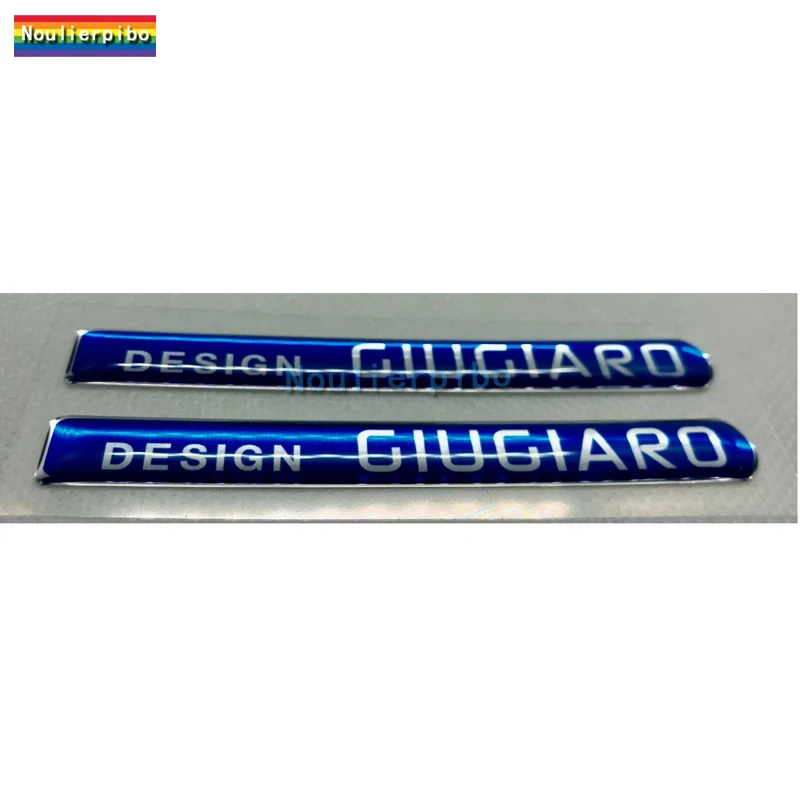 Pegatinas 3D para coche, paquete de 2, insignias con logotipo de diseño de Giugiaro azul plateado, calcomanías epoxi, pegatinas de cúpula, cubierta