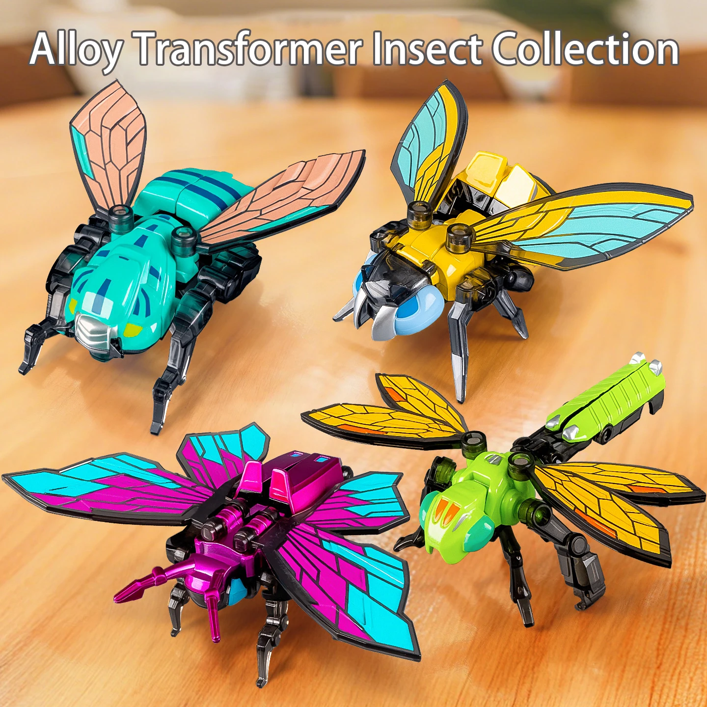 Alloy Transformer Insect Collection Simulation Dragonfly/Butterfly Alloy Insect Mecha Deformation Assembly Robot Action Figure