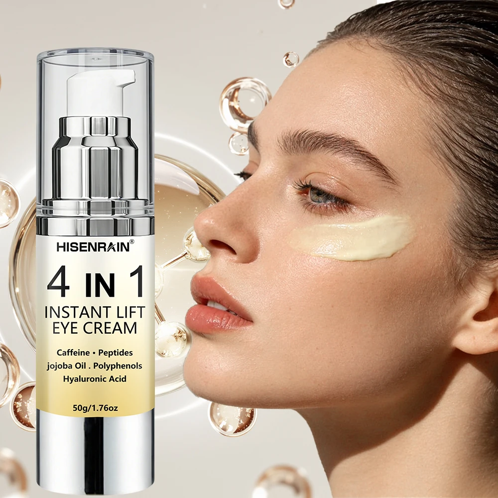 HISENRAIN Caffeine 4-in-1 Eye Cream for Dark Circles, Puffiness, Wrinkles & Hydration - Anti-Aging Treatment for Men & Women.