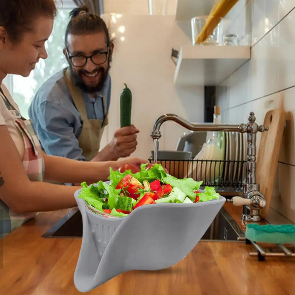 Honeycomb Drainage Strainer Kitchen Drain Basket Funnel Set for Quick Drainage Capacity Fruit Vegetable Salad Washing Colander