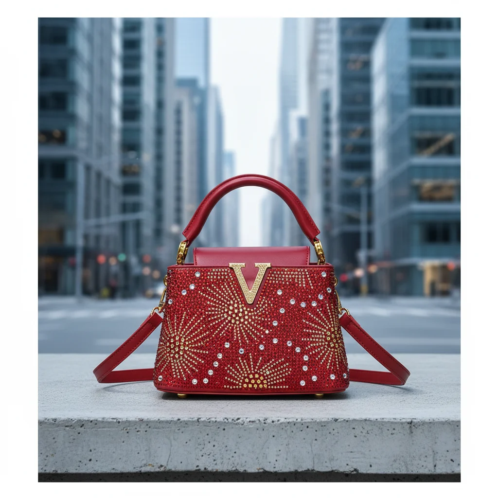 Super Product Cross-border Rhinestone Handbag Women's 2026 Fashion Bucket Bag Quality Designer Small Bag Dinner Party Bag 21 CM