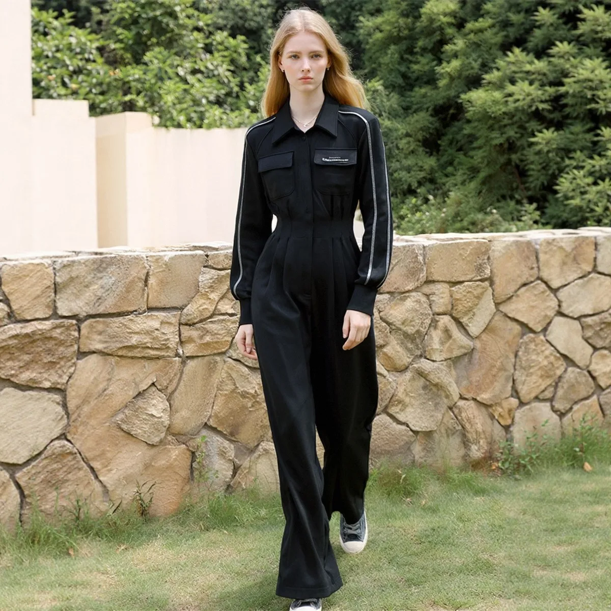 

Корейский комбинезон в полоску с эффектом похудения, повседневный, с завышенной талией, длинные брюки, женская мода, весенняя новинка