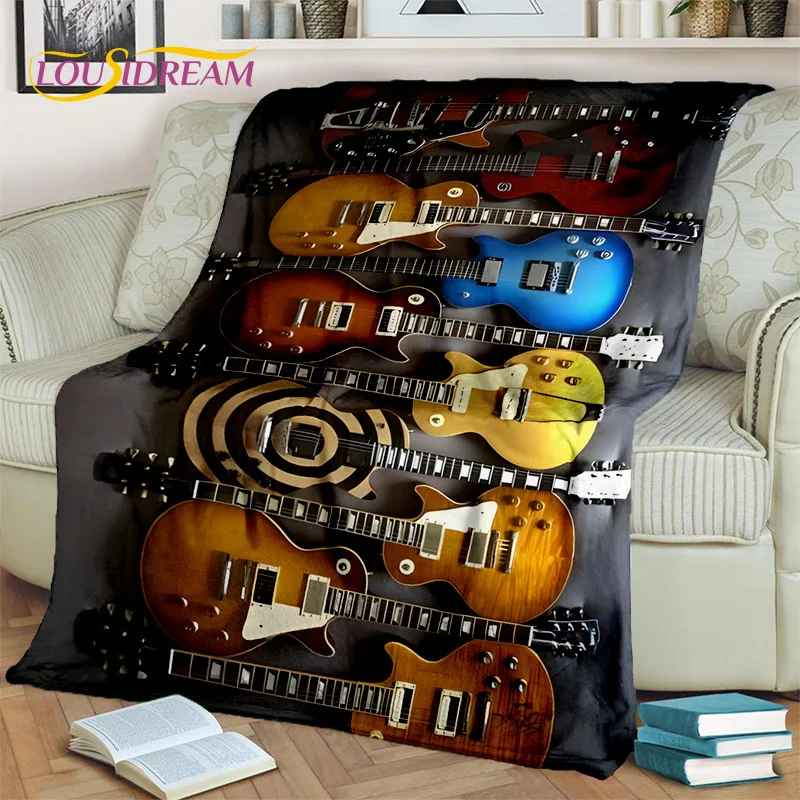 Classical Guitar Electric Guitar Bass Blanket,Throw Blanket for Home Bedroom Bed Sofa Picnic Office Hiking Leisure Nap Cover