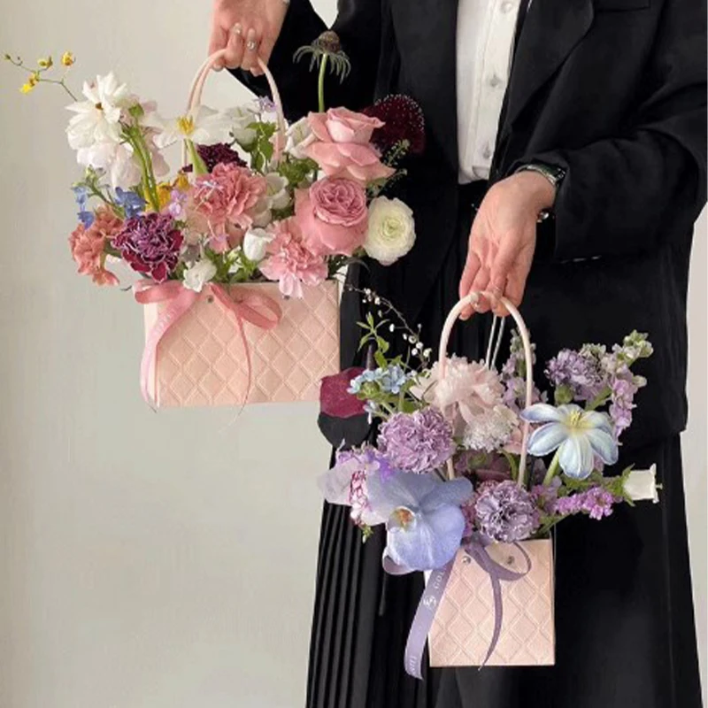 Portable Flower Packaging Box Wedding Decoration Gift Bag Handbag Valentine's Day Birthday Party Decor DIY Bouquet Packaging - view 2