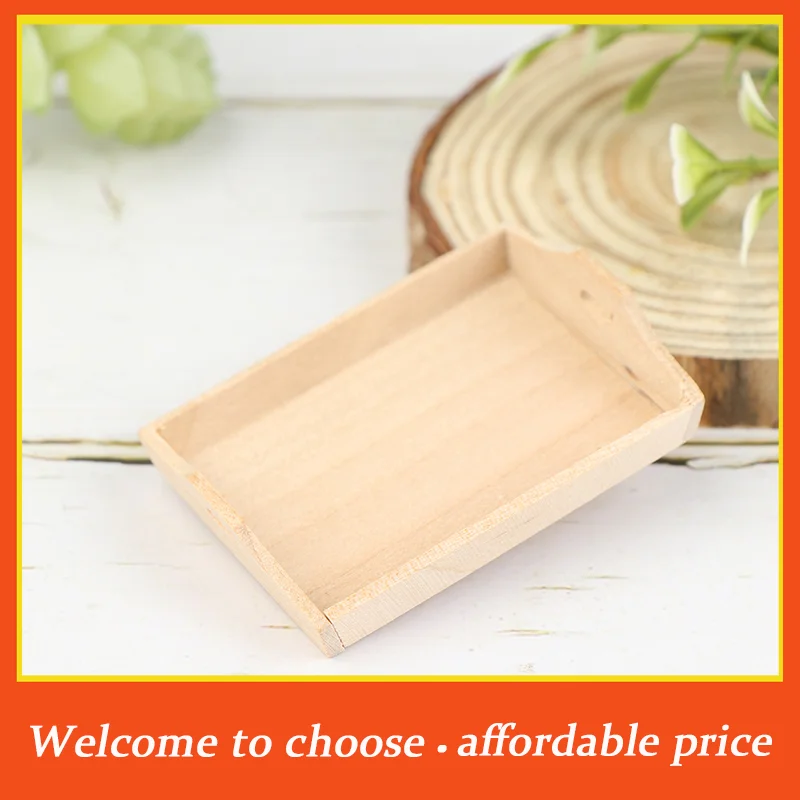 

TH 1pc high Wood quality1:12 Dollhouse Miniature Wooden Plate Simulation Tray Model for Doll House Decor