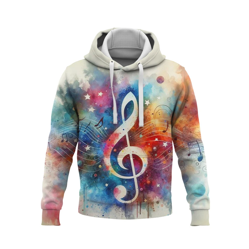 Autumn Colorful Music Notes 3D Print Hoodies Men Women Fashion Casual Sweatshirts Oversized Hoodie Pullovers Tracksuit Clothing