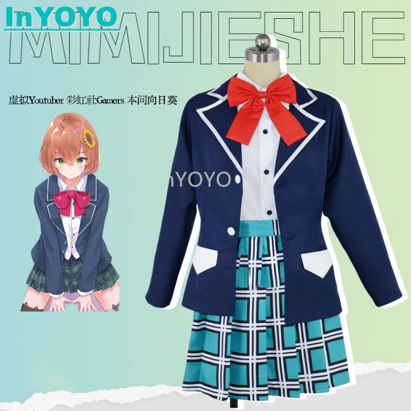 

InYOYO Honma Himawari Cosplay Costume VTuber Gamers JK Uniform Dress Suit Role Play Halloween Outfit For Women XS-XXL New 2023