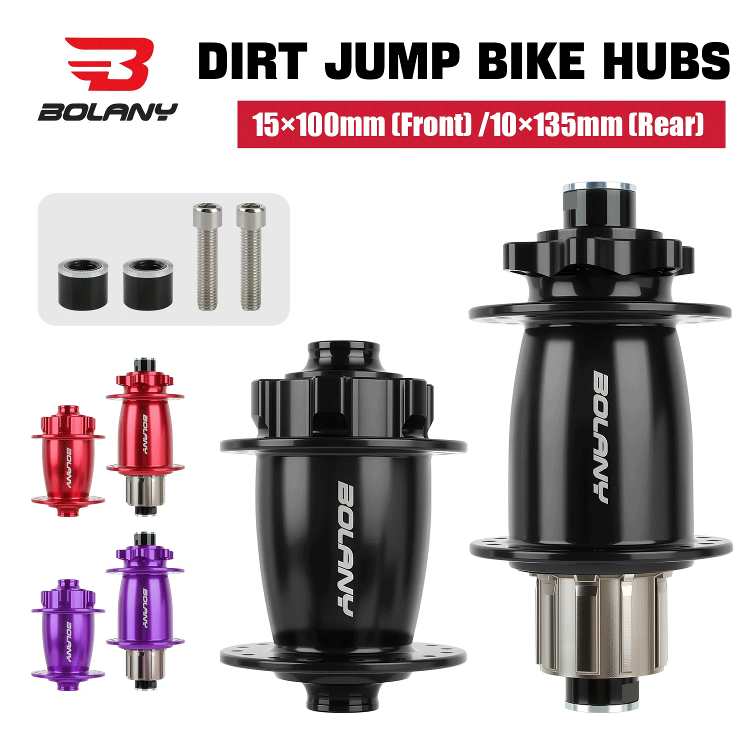 BOLANY 32 Holes Dirt Jump Hub 6 claw Hub 10x135mm Single Speed HG  Front 15x100 DJ Bicycle Mountain Bike BMX
