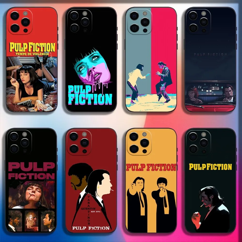 

P-Pulp F-Fiction Movie Phone Case For iPhone 16,15,14,13,12,11,Pro,X,XS,Max,XR,Plus,Mini Soft Black Cover