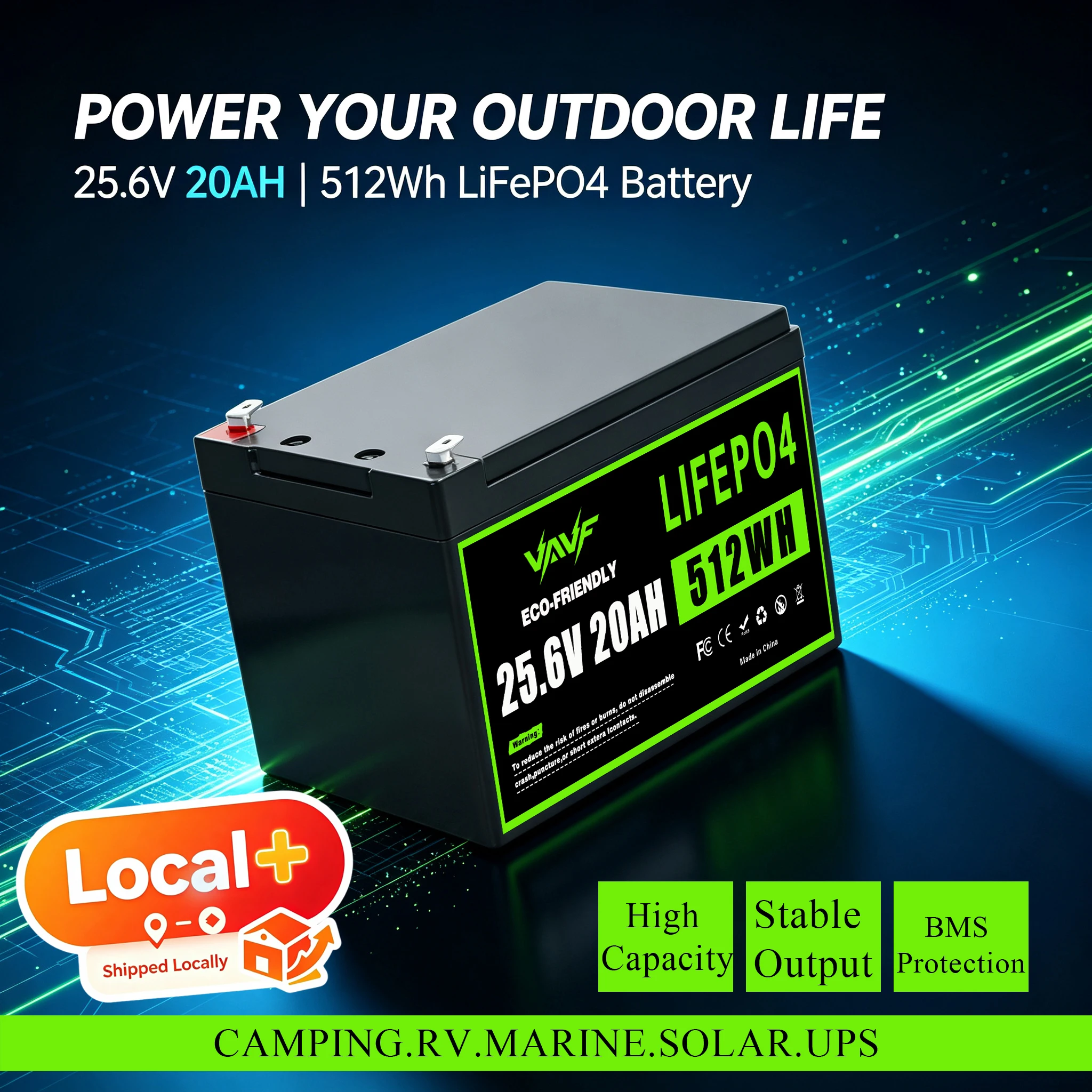 LiFePO4 24V 20000mAh Akkupack Wiederaufladbarer Speicher mit BMS EU-Lagerbestand Schnelle Lieferung für Heimspeicher, Wohnmobile, Boote, Outdoor-Solarsysteme, LED-Leuchten, Roboter-Rasenmäher,