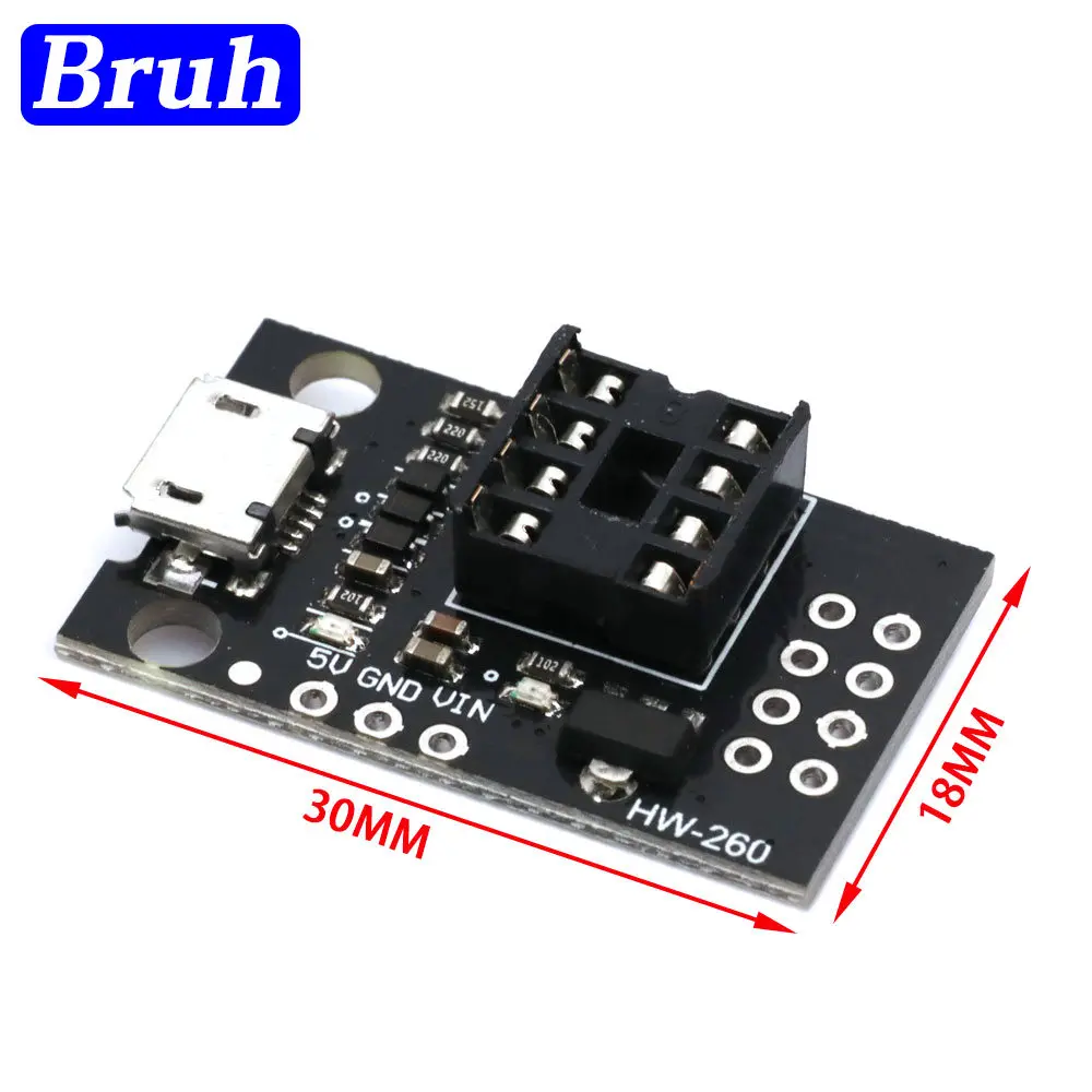 Pluggable Development Board For ATtiny13A/ATtiny25/ATtiny45/ATtiny85 Programming Editor Micro Usb Power Connector