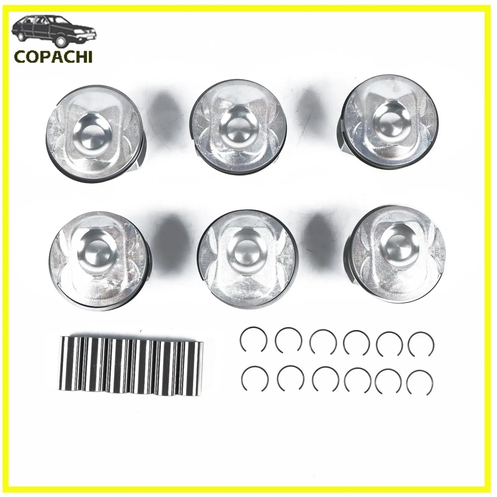 6Pcs Engine Piston&…