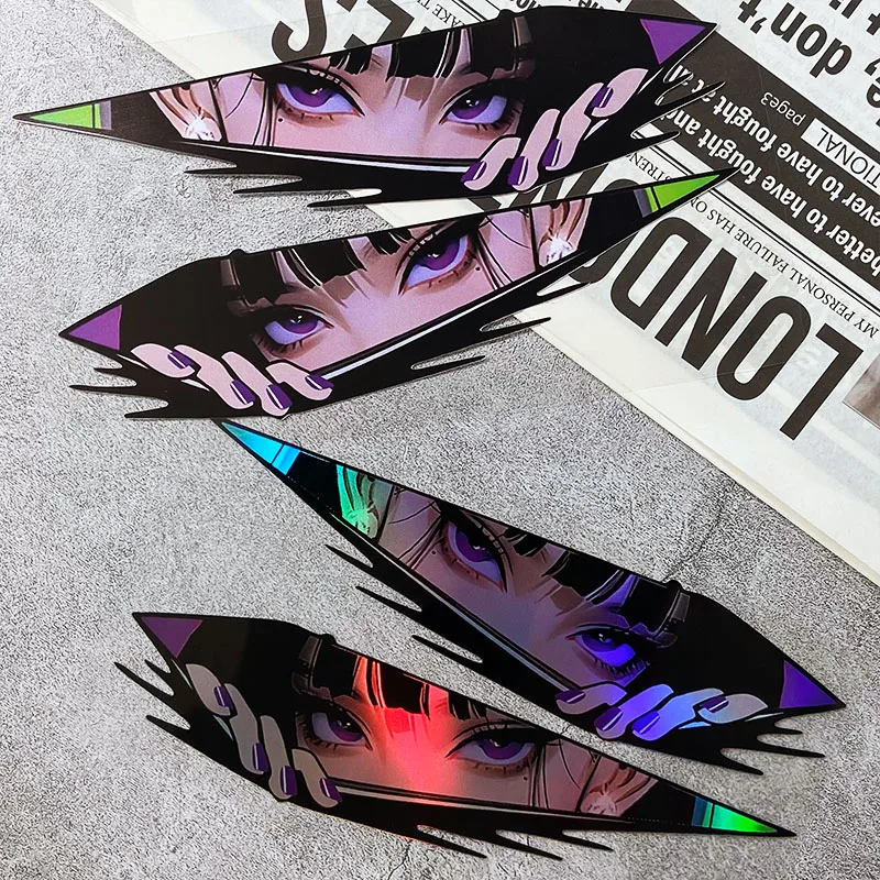 

1pair Anime Eyes JDM Motorcycle Stickers Waterproof Motorbike Front Fairing Side Panels Fuel Tank Electric Scooter Vinyl Decals