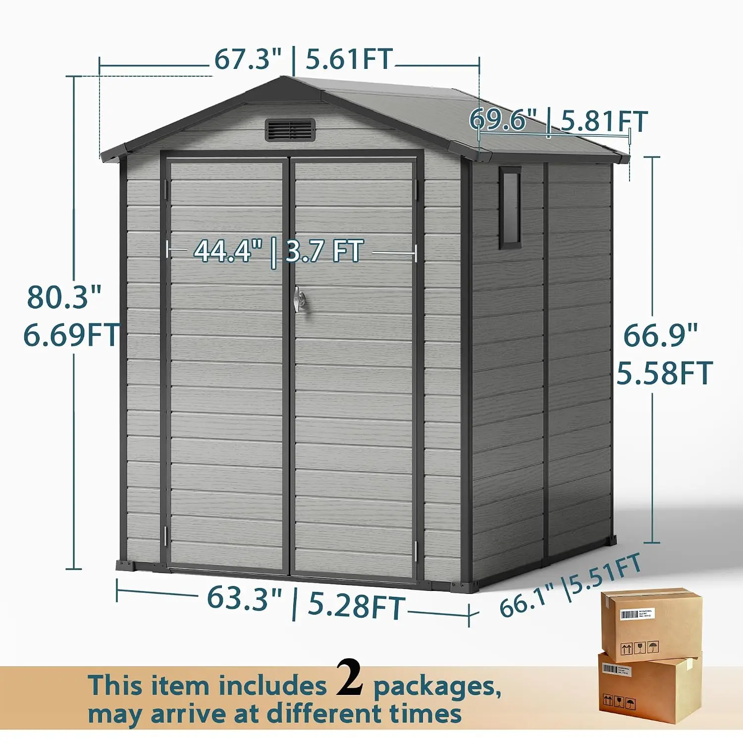6x6FT Plastic Storage Shed with Floor & Drain Groove for Backyard, Customized