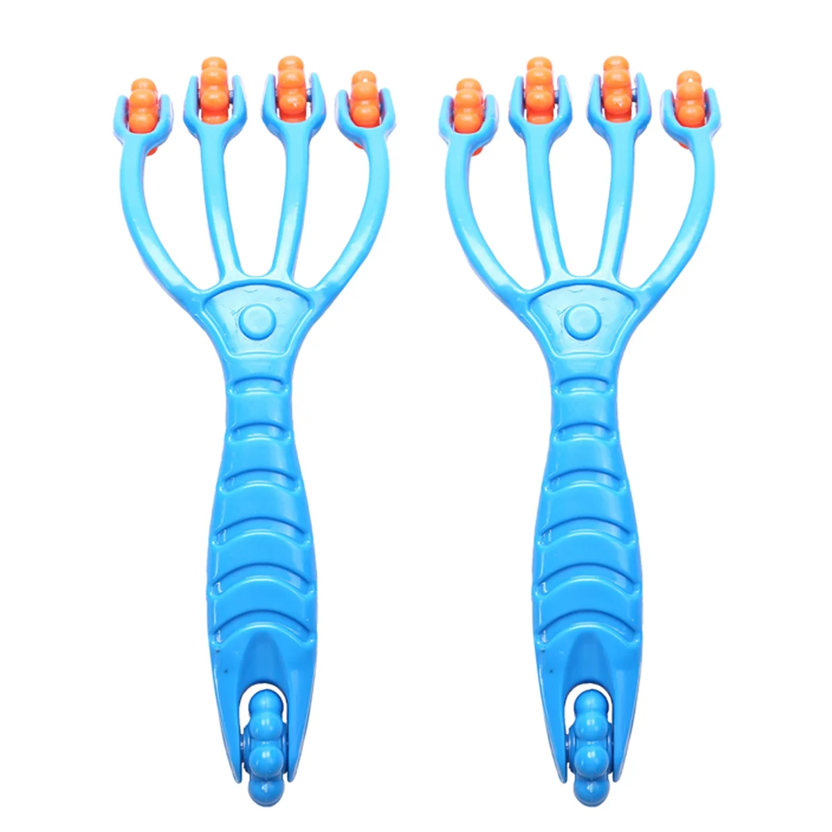 A64E 2X Blue 4 Finger Massager Rolling Plastic Body Massager Relieve Fatigue to Buttock Hip Head Leg